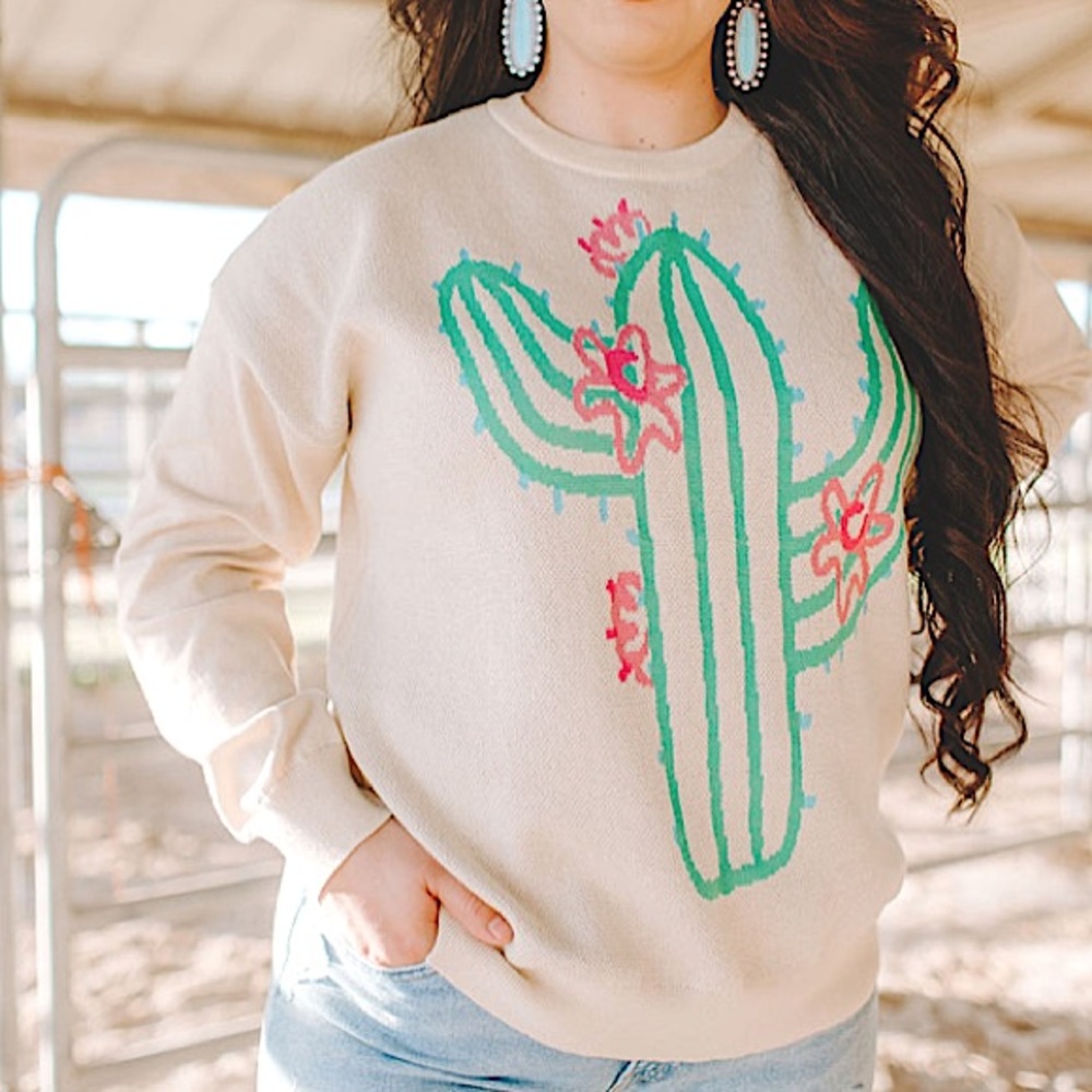 Ivory / cactus Detail Oversized